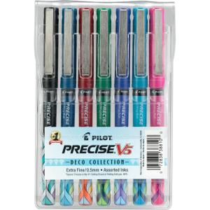 PILOT, Precise V5 Deco Collection, Capped Liquid Ink Rolling Ball Pens, Extra Fine Point 0.5 mm, Assorted Colors, Pack of 9(7 Count (Pack of 1))