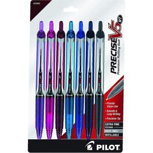 PILOT Precise V5 RT Extra-Fine Premium Retractable Rolling Ball Pens, 0.5mm, Assorted Colors, 8 Count (11890)(.Assorted Colors)