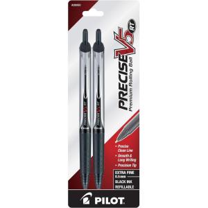 PILOT Precise V5 RT Refillable & Retractable Liquid Ink Rolling Ball Pens, Extra Fine Point (0.5mm) Black Ink, 3-Pack (26052)(Black)