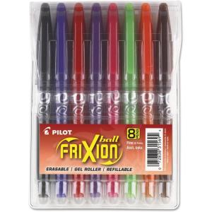 Pilot, FriXion Ball Erasable & Refillable Gel Ink Pens, Fine Point 0.7 mm, Pack of 8, Assorted Colors(8 Count (Pack of 1))