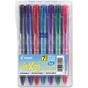 Pilot FriXion Clicker Erasable Gel Pens, Extra Fine Point 0.5 mm, Pack of 7, Assorted Colors