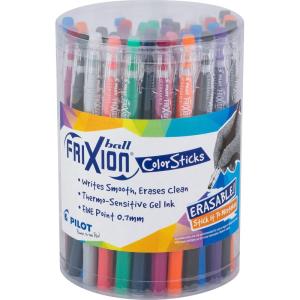Pilot, FriXion ColorSticks Erasable Gel Ink Pens, Fine Point 0.7 mm, Tub of 36, Assorted Colors(Vibrant 36)