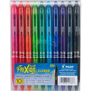 Pilot FriXion Erasable Gel Pens, Fine Point 0.7 mm Erasable Pens, Pack of 10 Assorted Colors(Assorted)