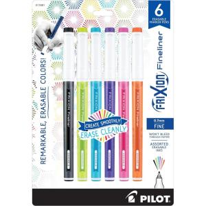 Pilot, FriXion Fineliner Erasable Marker Pens, Fine Point .7 mm, Pack of 12, Assorted Colors(Vivid 6)