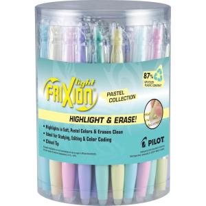 Pilot, FriXion Light Pastel Erasable Highlighters, Chisel Tip, Pack of 5, Pastel Blue, Pink, Yellow, Green & Purple(Assorted Bulk)