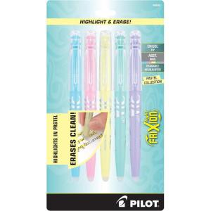 Pilot, FriXion Light Pastel Erasable Highlighters, Chisel Tip, Pack of 5, Pastel Blue, Pink, Yellow, Green & Purple(Blue / Pink / Yellow / Green / Purple)
