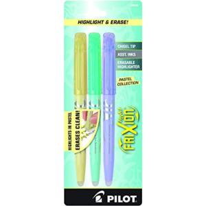 Pilot, FriXion Light Pastel Erasable Highlighters, Chisel Tip, Pack of 5, Pastel Blue, Pink, Yellow, Green & Purple(Yellow / Green / Blue)