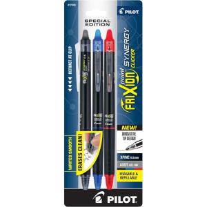 Pilot, FriXion Synergy Clicker Erasable, Refillable, Retractable Gel Ink Pens, Extra Fine Point 0.5 mm, Pack of 7, Assorted Colors(Assorted 3)