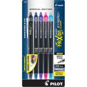Pilot, FriXion Synergy Clicker Erasable, Refillable, Retractable Gel Ink Pens, Extra Fine Point 0.5 mm, Pack of 7, Assorted Colors(Assorted 5)