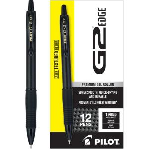 Pilot, G2 Edge Premium Gel Roller Pens, Fine Point 0.7 mm, Black, Pack of 8(Black2)