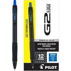 Pilot, G2 Edge Premium Gel Roller Pens, Fine Point 0.7 mm, Black, Pack of 8(Blue2)