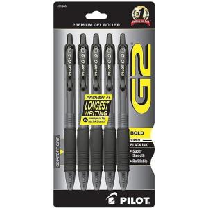 Pilot G2 Premium Gel Pens, Black Pens, Bold Point 1 mm, Pack of 5, Black(5 Count (Pack of 1))