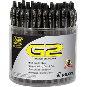 Pilot G2 Premium Gel Pens, Black Pens, Bold Point 1 mm, Tub of 48, Black