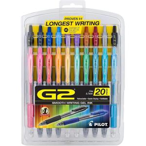Pilot G2 Premium Gel Pens, Gel Roller Pens, Fine Point 0.7 mm Assorted Colors 20(Assorted Fashion)