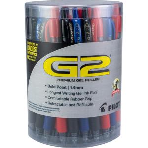 Pilot, G2 Premium Gel Roller Pens, Bold Point 1 mm, Tub of 36, Black, Blue, Red(Business Colors)