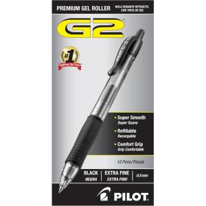 Pilot, G2 Premium Gel Roller Pens, Extra Fine Point 0.5 mm, Pack of 12, Green(Black Ink)