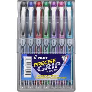 Pilot, Precise V5, Capped Liquid Ink Rolling Ball Pens, Extra Fine Point 0.5 mm, Assorted Colors, Pack of 7(Precise Grip)