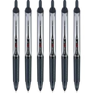 Pilot, Precise V5 RT Refillable & Retractable Rolling Ball Pens, Extra Fine Point 0.5 mm, Black, Pack of 6(V5 Retractable)