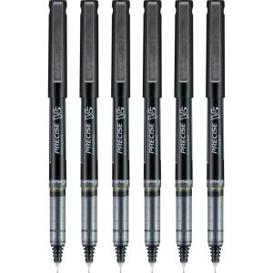 Pilot, Precise V5 RT Refillable & Retractable Rolling Ball Pens, Extra Fine Point 0.5 mm, Black, Pack of 6(V5 Stick)