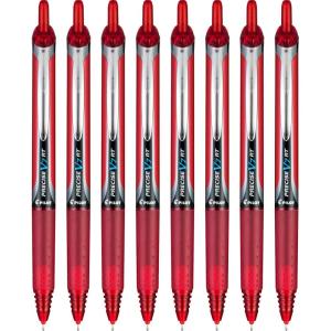 Pilot, Precise V5 RT Refillable & Retractable Rolling Ball Pens, Extra Fine Point 0.5 mm, Blue, Pack of 8(Red)
