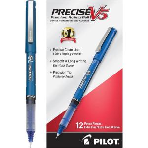 Pilot Precise V5 Rollerball Pens, Extra Fine Point 0.5 mm Black Pen, Black, Pack of 12(Blue)