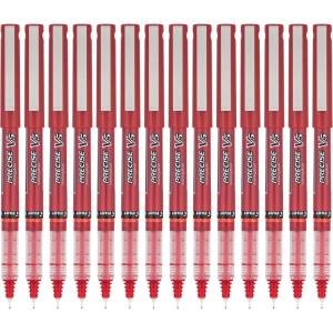 Pilot Precise V5 Rollerball Pens, Extra Fine Point 0.5 mm Black Pen, Black, Pack of 14(Red)