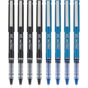 Pilot, Precise V7, Capped Liquid Ink Rolling Ball Pens, Fine Point 0.7 mm, Blue, Pack of 8(Black/Blue)