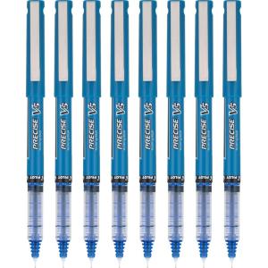 Pilot, Precise V7, Capped Liquid Ink Rolling Ball Pens, Fine Point 0.7 mm, Blue, Pack of 8(Blue)