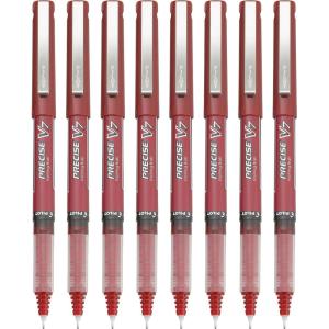 Pilot, Precise V7, Capped Liquid Ink Rolling Ball Pens, Fine Point 0.7 mm, Blue, Pack of 8(Red)