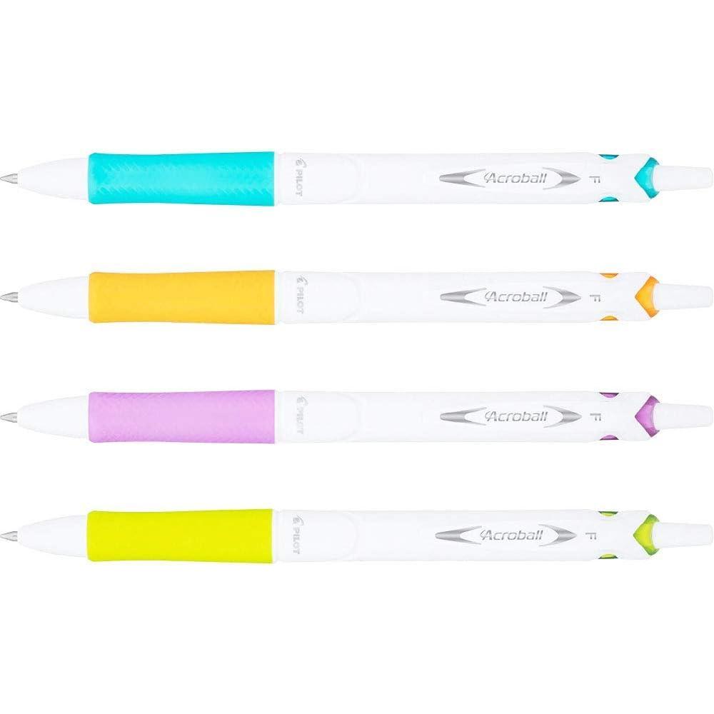 imagePilot Acroball PureWhite Retractable Advanced Ink Ball Point Pens Fine Point Black Ink Silver Accents 2Pack 31895 UltraSmooth Writing SmearResistant Advanced Ink for SkipFree LinesAssorted Color Accents