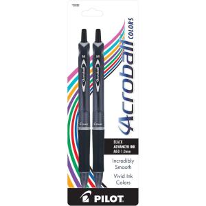 PILOT Acroball Colors Advanced Ink Refillable & Retractable Ball Point Pens, Medium Point, Blue Ink, 12-Pack (31811)(Black)