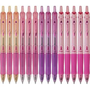 PILOT Acroball Colors Advanced Ink Refillable & Retractable Ball Point Pens, Medium Point, Blue Ink, 12-Pack (31811)(Black/Pink)