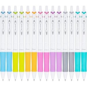 PILOT Acroball PureWhite Advanced Ink Refillable & Retractable Ball Point Pens with Assorted Accents, Fine Point, Black Ink, 14-Pack (14691)