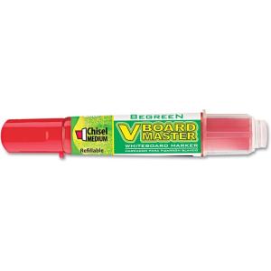 PILOT V Board Master BeGreen Refillable Dry-Erase Markers, Chisel Tip, Red Ink, 12 Count