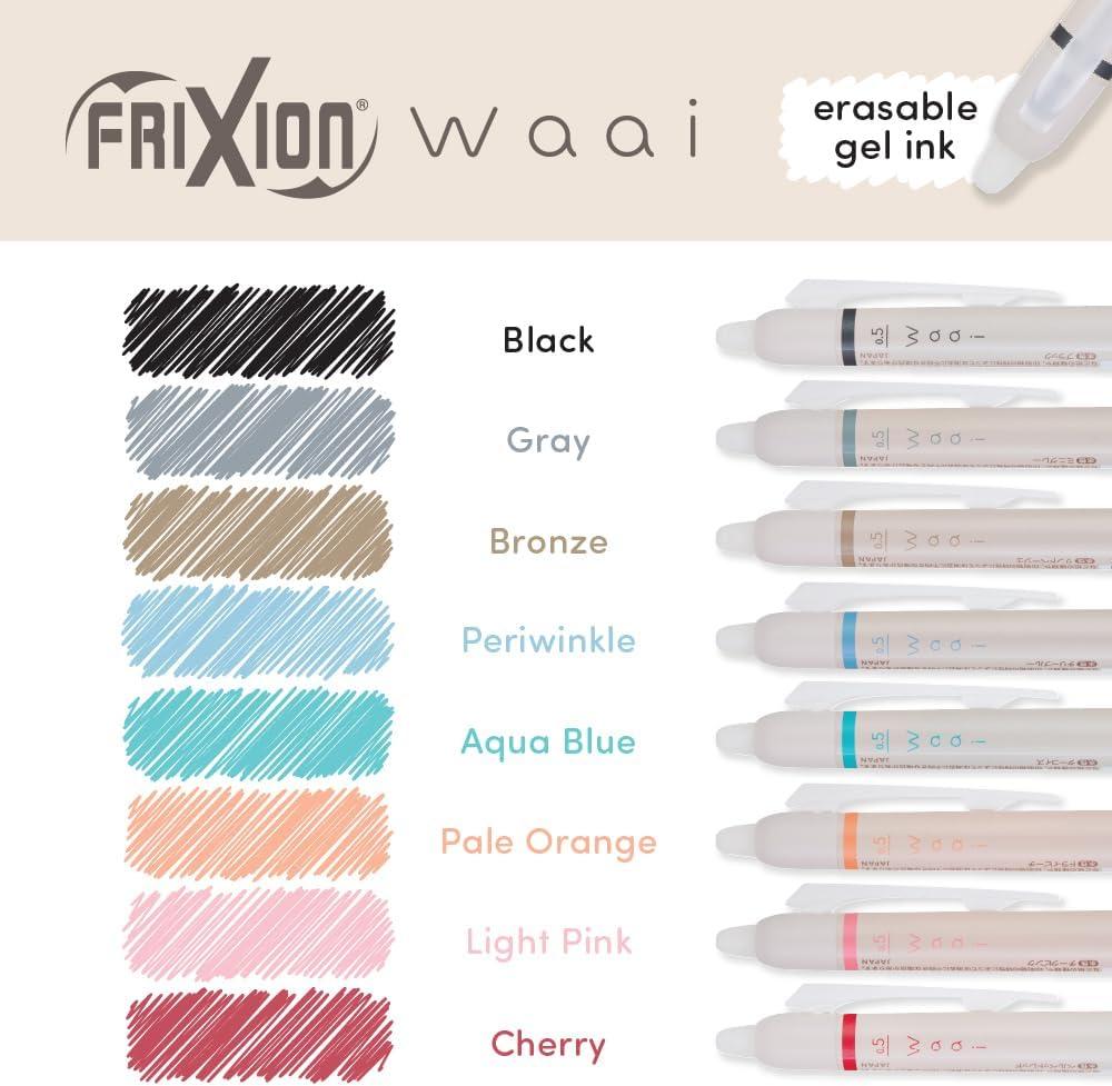 imagePILOT FriXion Waai Erasable Gel Pens 8 Pack Pouch Extra Fine Point 05 mm Assorted Colors