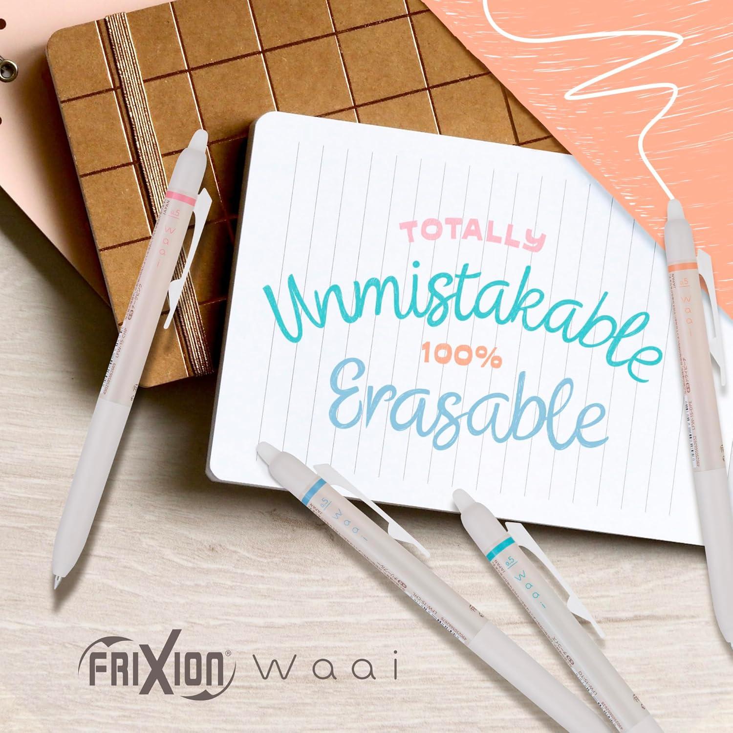 imagePILOT FriXion Waai Erasable Gel Pens 8 Pack Pouch Extra Fine Point 05 mm Assorted Colors