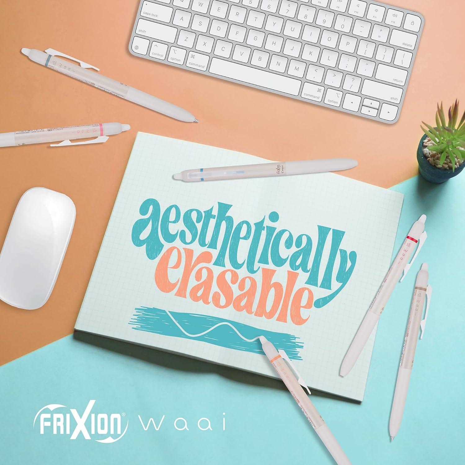 imagePILOT FriXion Waai Erasable Gel Pens 8 Pack Pouch Extra Fine Point 05 mm Assorted Colors