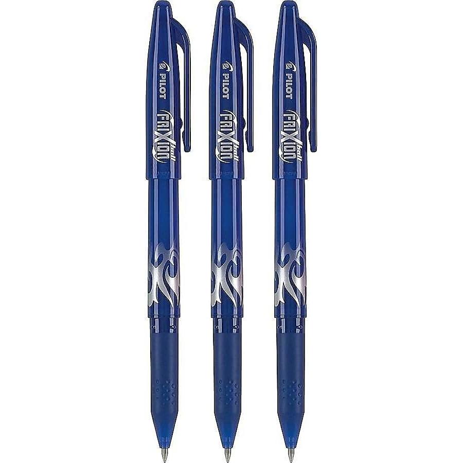 imagePilot FriXion Ball Erasable ampamp Refillable Gel Ink Pens Fine Point 07 mm Pack of 3 BlackBlue