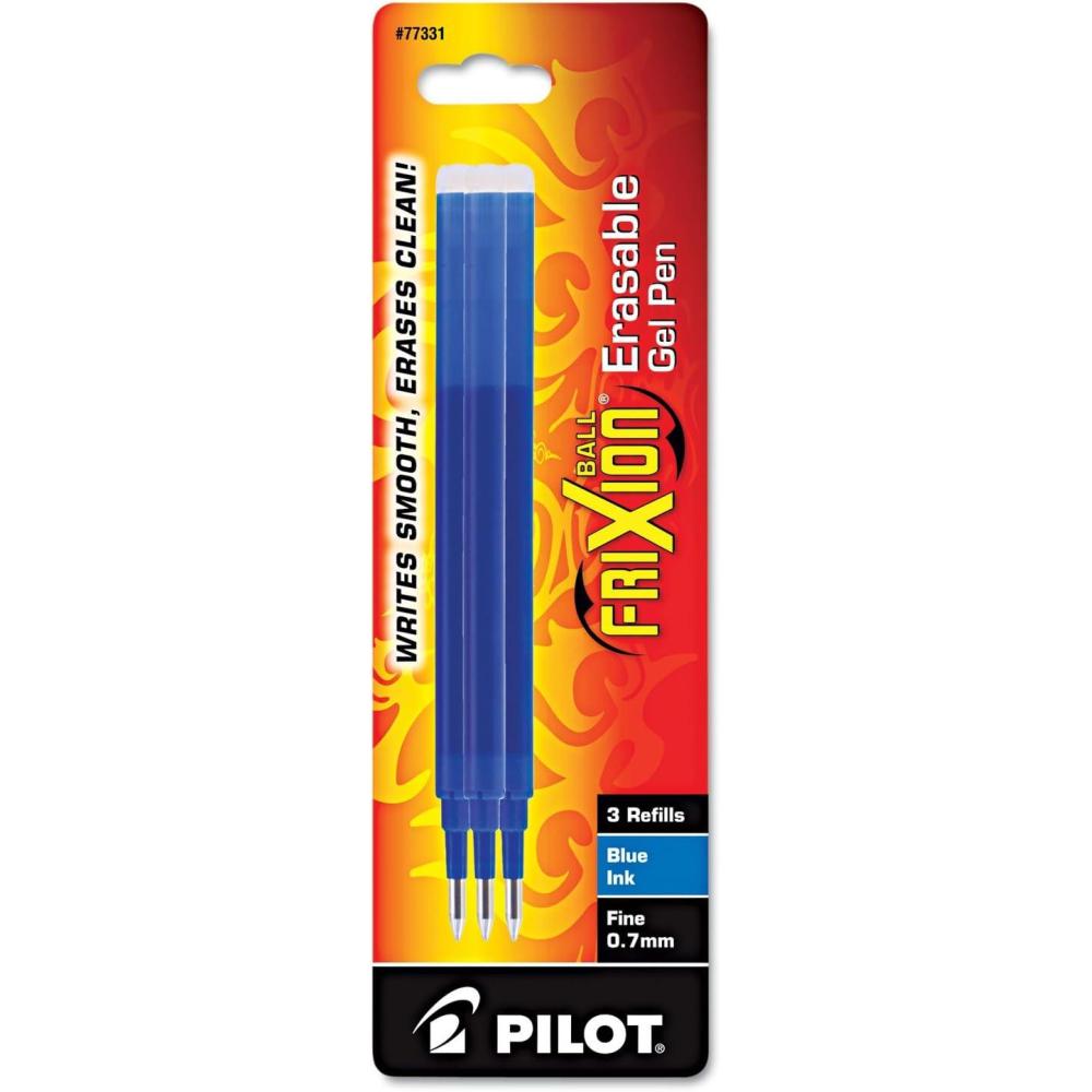 imagePilot FriXion Ball Gel Ink Refills for Erasable Pens Fine Point 07 mm Pack of 3 Blue