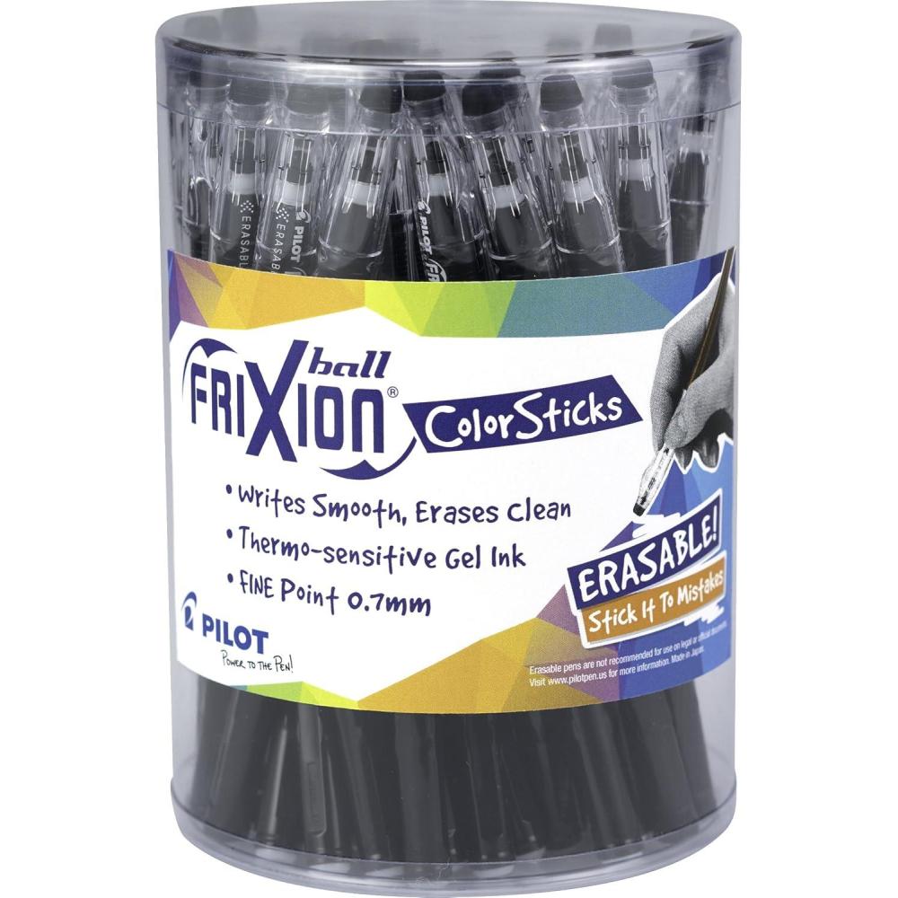 imagePilot FriXion ColorSticks Erasable Gel Ink Pens Fine Point 07 Mm Pack of 5 Black36Pack