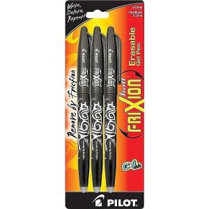 Pilot, FriXion Ball Erasable & Refillable Gel Ink Pens, Fine Point 0.7 mm, Pack of 3, Black(Black)