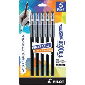 Pilot, FriXion ColorSticks Erasable Gel Ink Pens, Fine Point 0.7 Mm, Pack of 5, Black(1 Count (Pack of 1))
