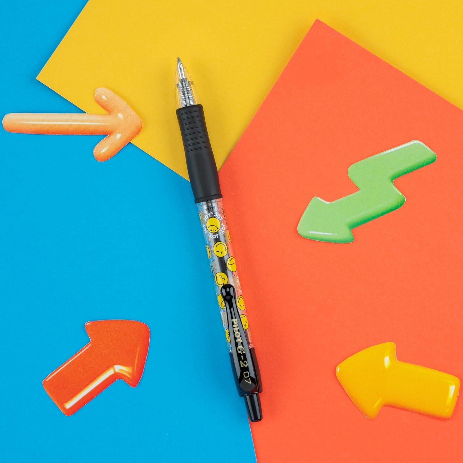 imagePILOT G2 Premium Gel Roller Pens G2 x SmileyWorld Collection Write Happier 10 Pack Pouch Fine Point 07 mm Assorted