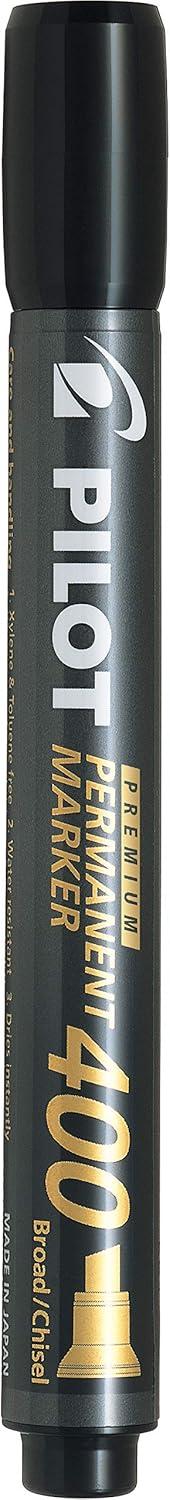 imagePILOT Premium 400 Permanent Markers Broad Point Chisel Tip Black Ink Box of 12 SA4BLKBlack