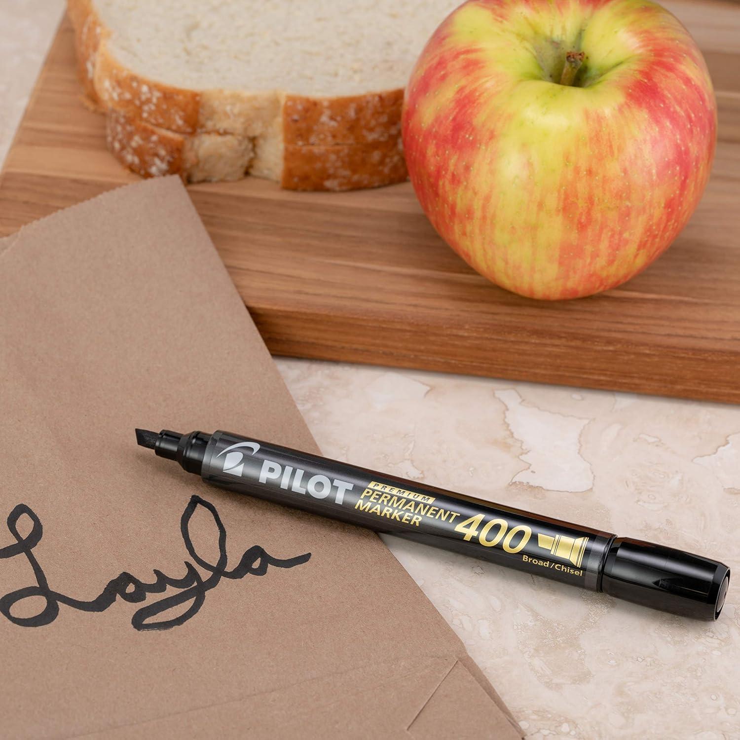 imagePILOT Premium 400 Permanent Markers Broad Point Chisel Tip Black Ink Box of 12 SA4BLKBlack