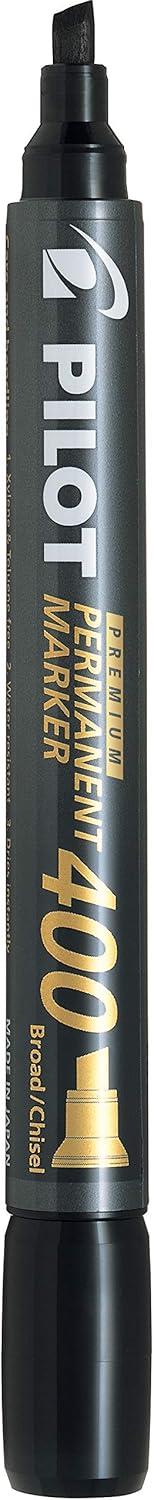 imagePILOT Premium 400 Permanent Markers Broad Point Chisel Tip Black Ink Box of 12 SA4BLKBlack