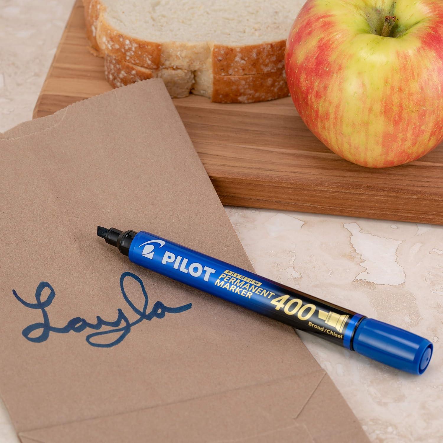 imagePILOT Premium 400 Permanent Markers Broad Point Chisel Tip Black Ink Box of 12 SA4BLKBlue