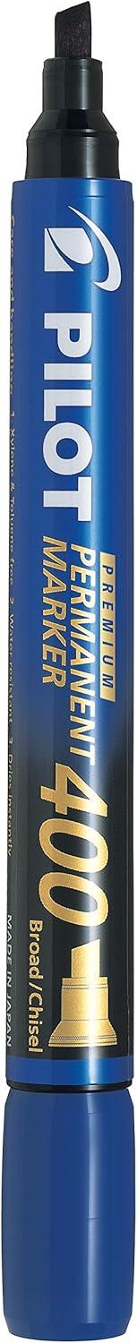 imagePILOT Premium 400 Permanent Markers Broad Point Chisel Tip Black Ink Box of 12 SA4BLKBlue