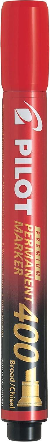 imagePILOT Premium 400 Permanent Markers Broad Point Chisel Tip Black Ink Box of 12 SA4BLKRed