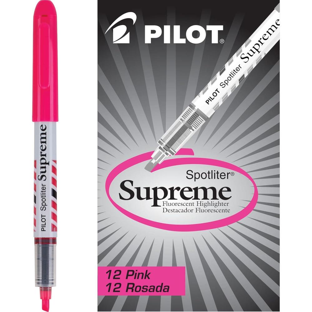 imagePilot Spotliter Supreme Fluorescent Highlighters Chisel Tip Yellow 12Pack 16008Pink